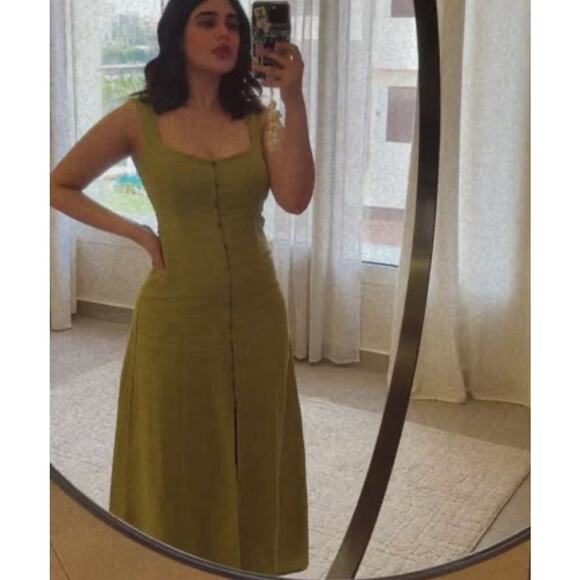 Zara Olive Green Midi Dress - Picture 13 of 15